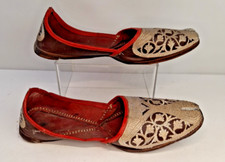 Asian Mens Pakistani Indian Footwear Shoes Silver Red Shoes UK10 EUR44 J837