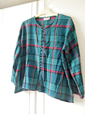 JORDASH TEAL/RED BLACK CHECK BUTTON UP LONG SLEEVED COTTON TOP, FREE SZ B 46"