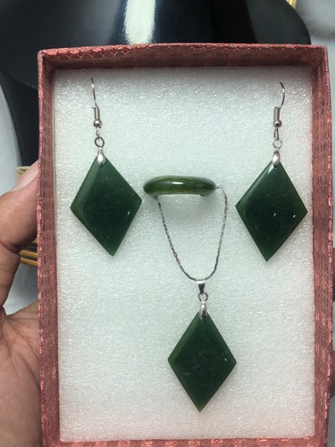 Nephrite jade earrings - nephrite, &