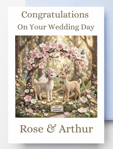 Personalised deer wedding card - personalised,