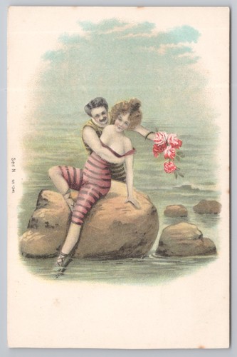 Comic romance seaside bathing - seaside,