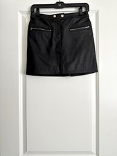 Rag & Bone Black Lambskin Leather Moto Stripe Mini Skirt Size 2