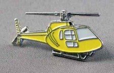 YELLOW HELICOPTER PIN BADGE