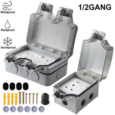 Waterproof Outdoor 13A Double Switched Socket For Garden Garage Warehouse UK