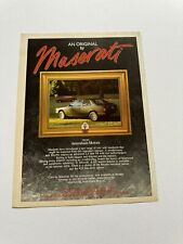 Original Maserati BiTurbo Convertible Coupe Magazine Advert Man Cave Wall Art
