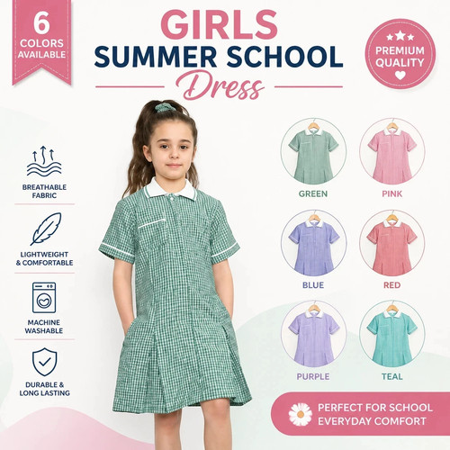 Girls gingham school dress - gingham,