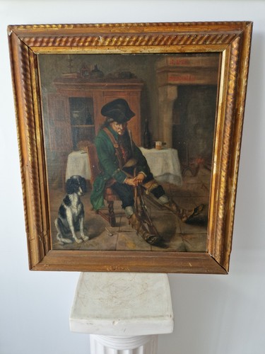 Antique french oil painting - antique,