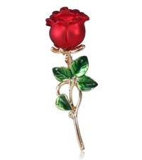 Red Rose With Pearl Brooch Pin, Elegant Sweater Suit Flower Brooch Um Stock