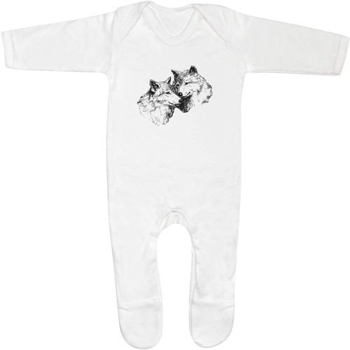 Wolf couple baby - sleepsuit, /