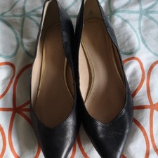 Paul Costello Ladies Black Ballet Flats Leather Shoes Size UK 5 gold details 