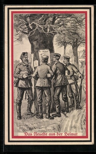 Postcard soldiers reading a - postcard:,