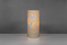 Fabric Cylinder Lamp UK 3Pin Plug, Deer Design, Beige