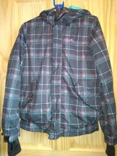 O'NEILL womens small snow board ski jacket tartan check VGC