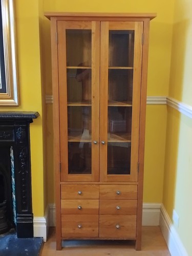 Solid oak display cabinet