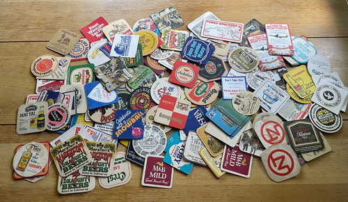 Large mixed vintage beer mats - vintage,