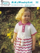 BK WOOLS Vintage Knitting Pattern 212 Child's Dress 20-24" DK