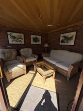 Wicker Conservatory Furniture Suite Three Seater Sofa and Two Chairs Etc