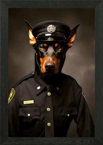 Policeman doberman framed wall - doberman,