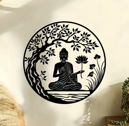 Modern metal buddha wall art - metal,
