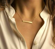 Simple Hammered Bar Necklace Gold Silver 18ct Gold Plated Rectangle For Women