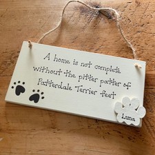 Patterdale Terrier Gift Personalised Wooden Plaque Natural Rustic Handmade