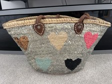 Straw Woven Bag. Beach/Holiday. Sequin. 2 Leather Handles. Lined. VGC. RRP £225.