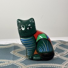 Mexican Folk Art Cat Kisidoro Handmade Pottery