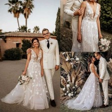 Sleeveless Plunging Wedding