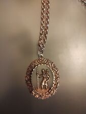 Silver St Christopher Necklace And Pendant 19.3 Gram Solid Link Chain 925 Silver