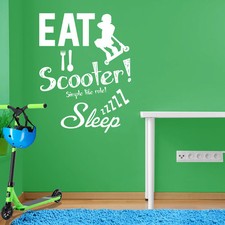 Stunt Scooter Eat Sleep Zzz Children Street Ride Wall Stickers Decals Decal A102