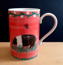 DUNOON PIG LADYBIRD FLORAL MUG COLOURFUL STONEWARE CUP PAYSAN SERIES C JENKINS