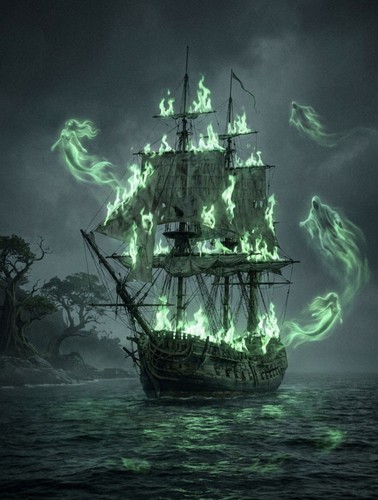 Ghost ship with elmos fire - ship,