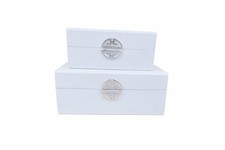 Grey Wooden Storage Boxes with