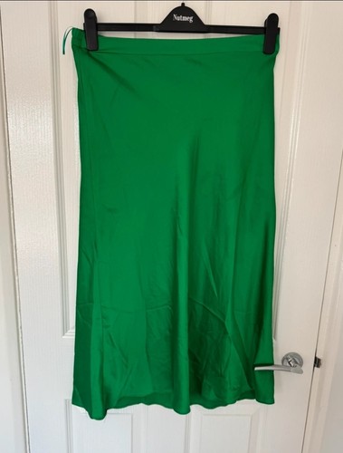 Emerald green satin slip - satin, midi