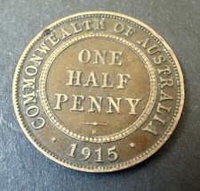 1915 Half Penny Australian PreDecimal Coin Ungraded (Lot 1648)