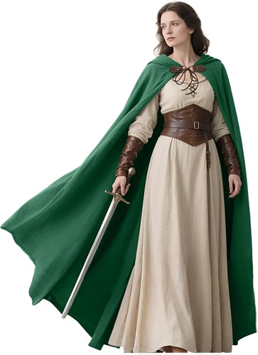 Medieval hooded cloak linen - medieval,