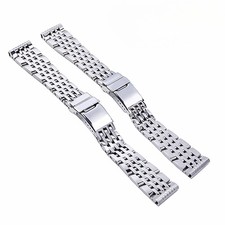 Solid 7-beads Stainless Steel Watch Straps Mens Bracelet 22-24mm for Breitling