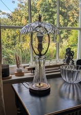 Waterford Crystal Large Vintage Mushroom Table Lamp 47 Cm Tall with Shade