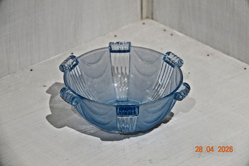 Blue glass dessert bowl