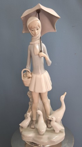 Lladro girl with - umbrella, &