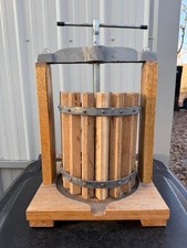 Vintage Fruit Grape Wine Apple Cider Press Antique Metal Handle & Wood Display