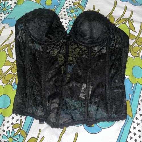 Vtg black corset 34b - corset, merry