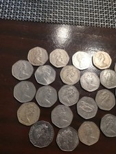British Old 50 Pence coins, mixed Dates, 23 pieces.