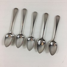 Set Of 5 Antique 1812 Georgian Solid Silver Spoons 12.2cm In Length 