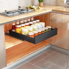 Black Pull Slide Out Kitchen Cupboard Cabinet Organiser Drawer Shelf No Drill