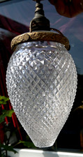 Antique Hobnail Cut Glass Teardrop~Acorn Light Shade with Gilded Shade Gallery