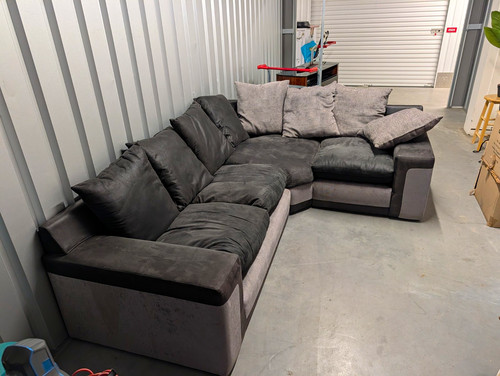 Grey black fabric - fabric, sofa