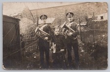 RPPC Three Military or Brass Band Musicians with Instruments WWI Era Uniform