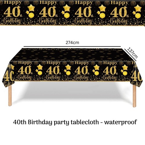 Black and gold 40th birthday - black,