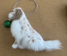 ENGLISH SETTER with CHRISTMAS BAUBLE  - Part needle felted  DOG